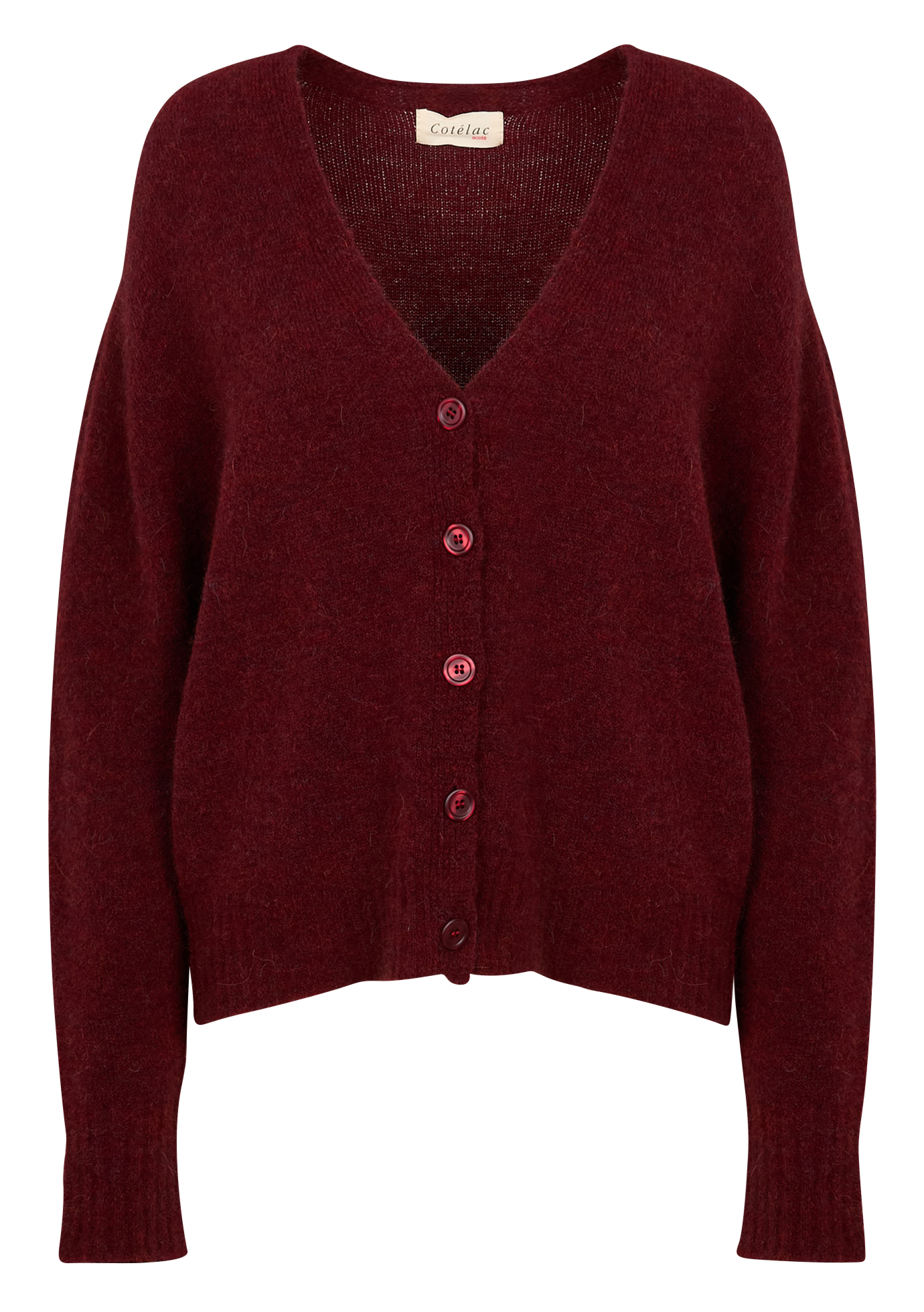 WAYNE - Gilet ample col V en maille mélangée| Rouge