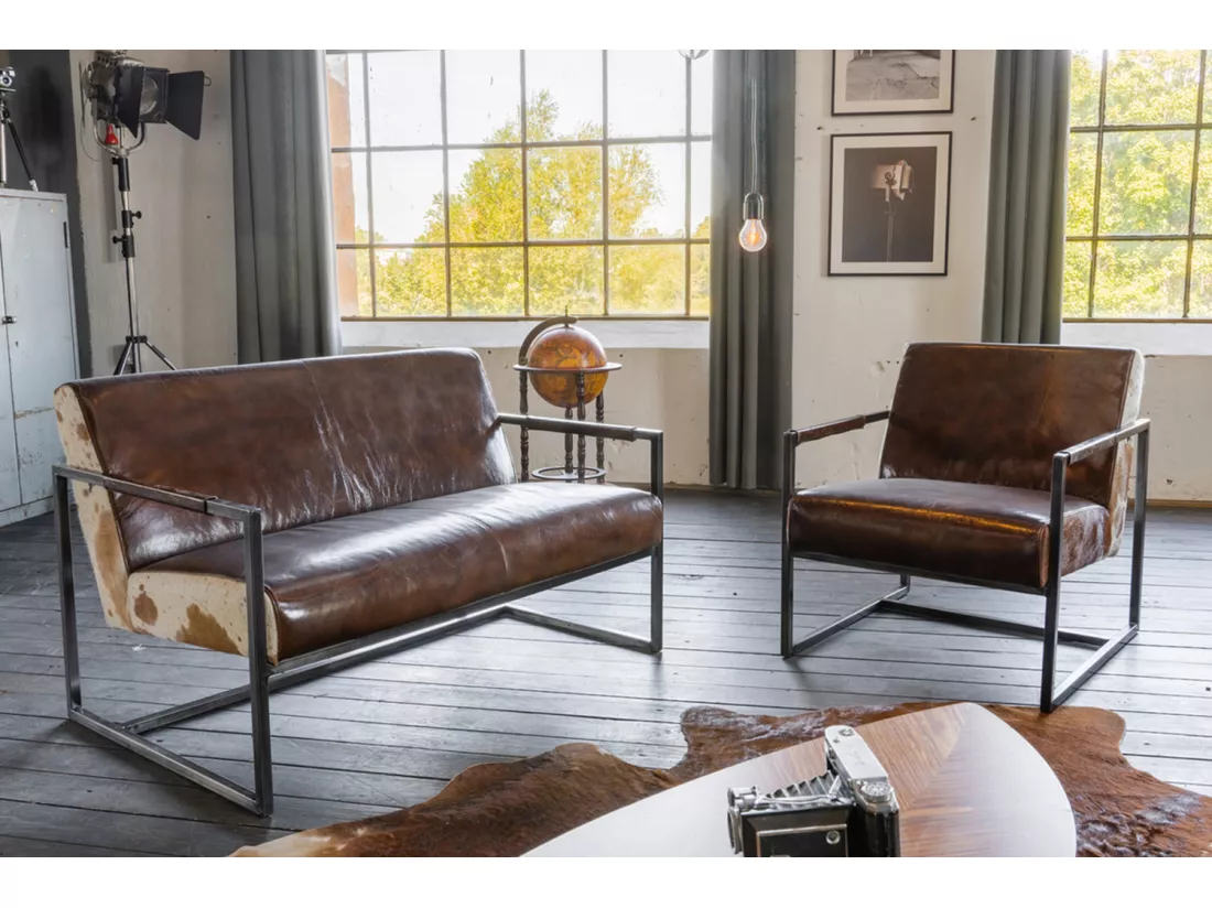 Fauteuil - marron cuir - LIANO