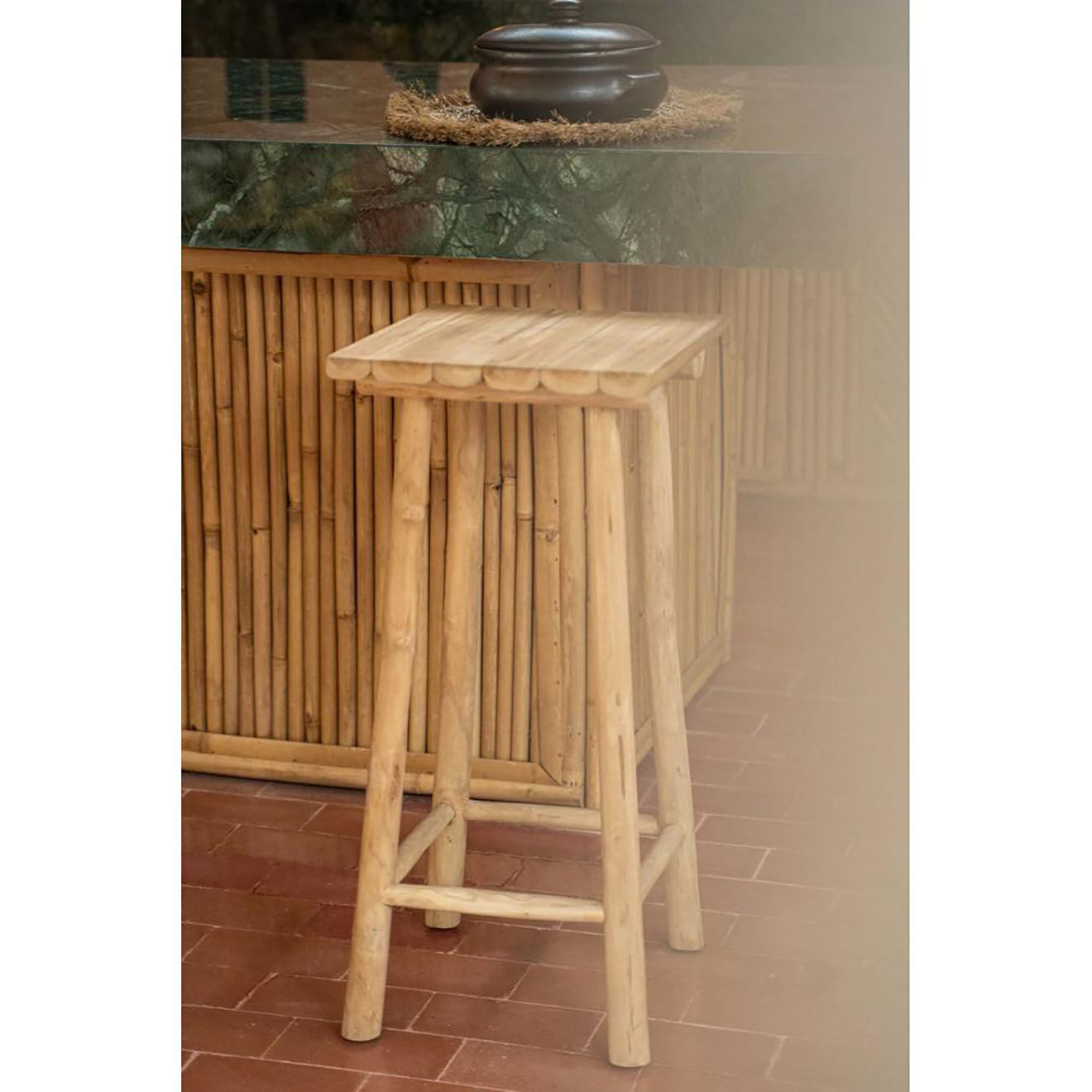 Bazar Bizar Tabouret de bar Island beige - D.35xH.75 cm