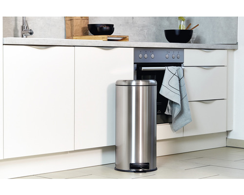 Wenko Leman Easy Close pedaalemmer, 30 l, glanzend grijs
