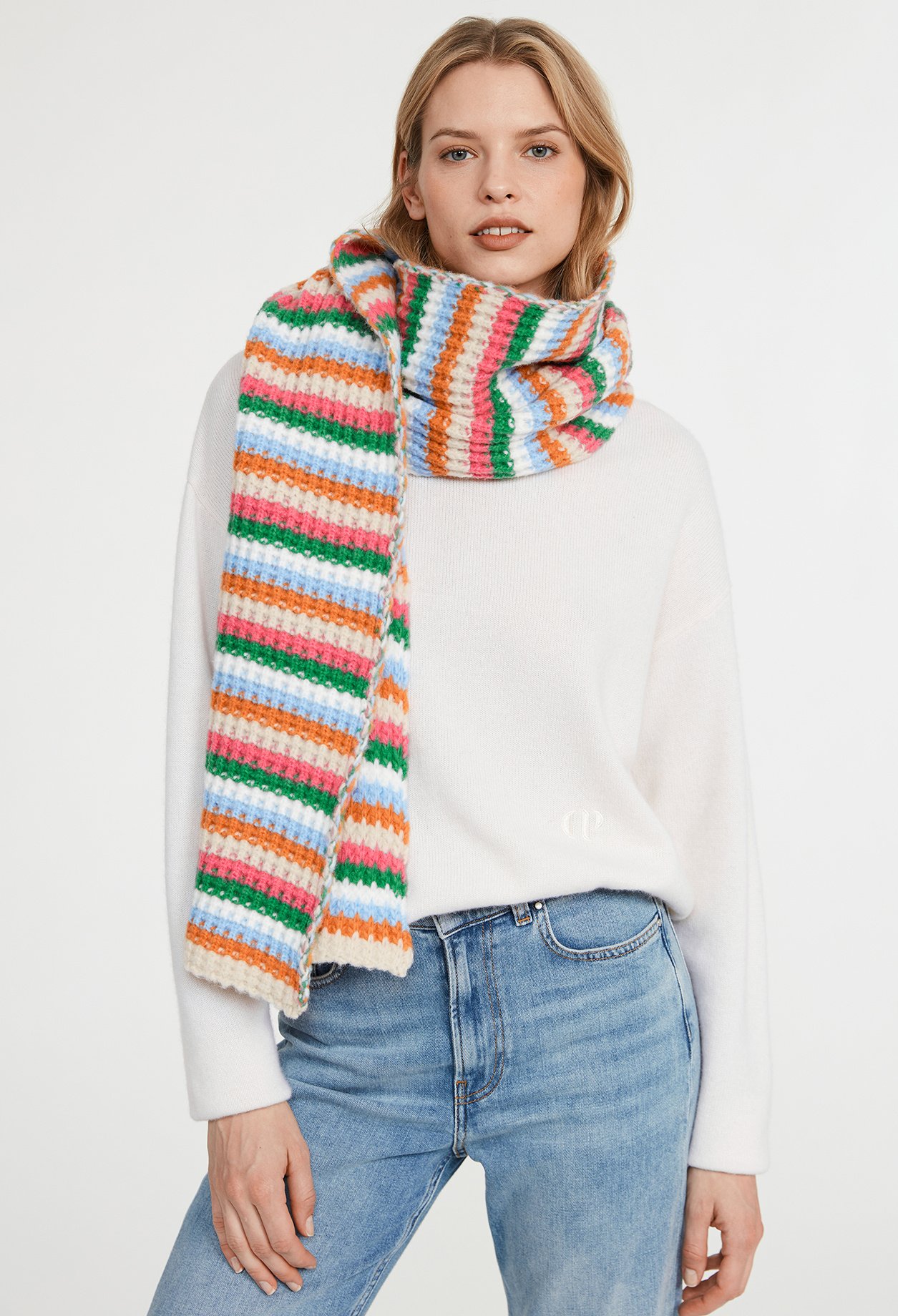 Echarpe maille arc-en-ciel