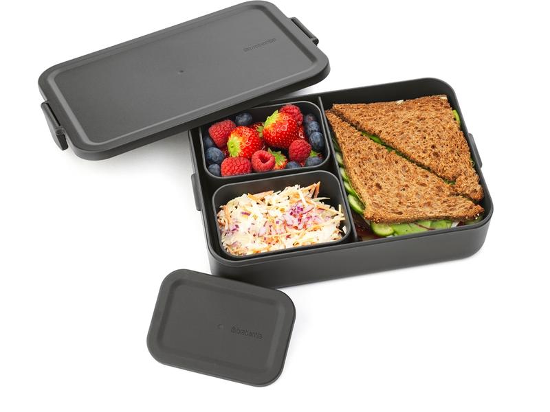 Brabantia Lunchbox Make & Take 25.5 x 16.7 x 6.2 cm, Dunkel Znünibox