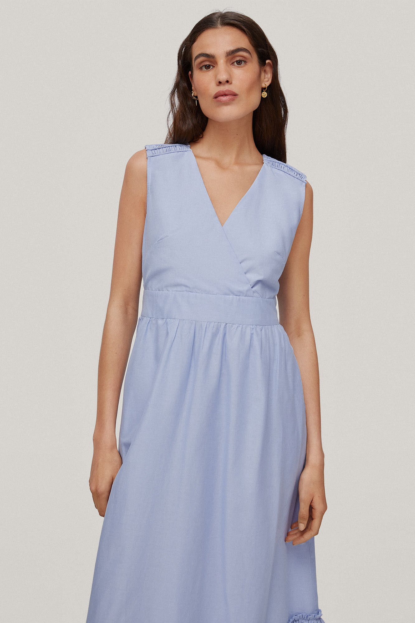 Vestido longo bordado - Azul