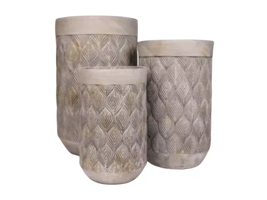3 Cache-pots grandes tailles plante extérieur béton gris 40-49-60cm