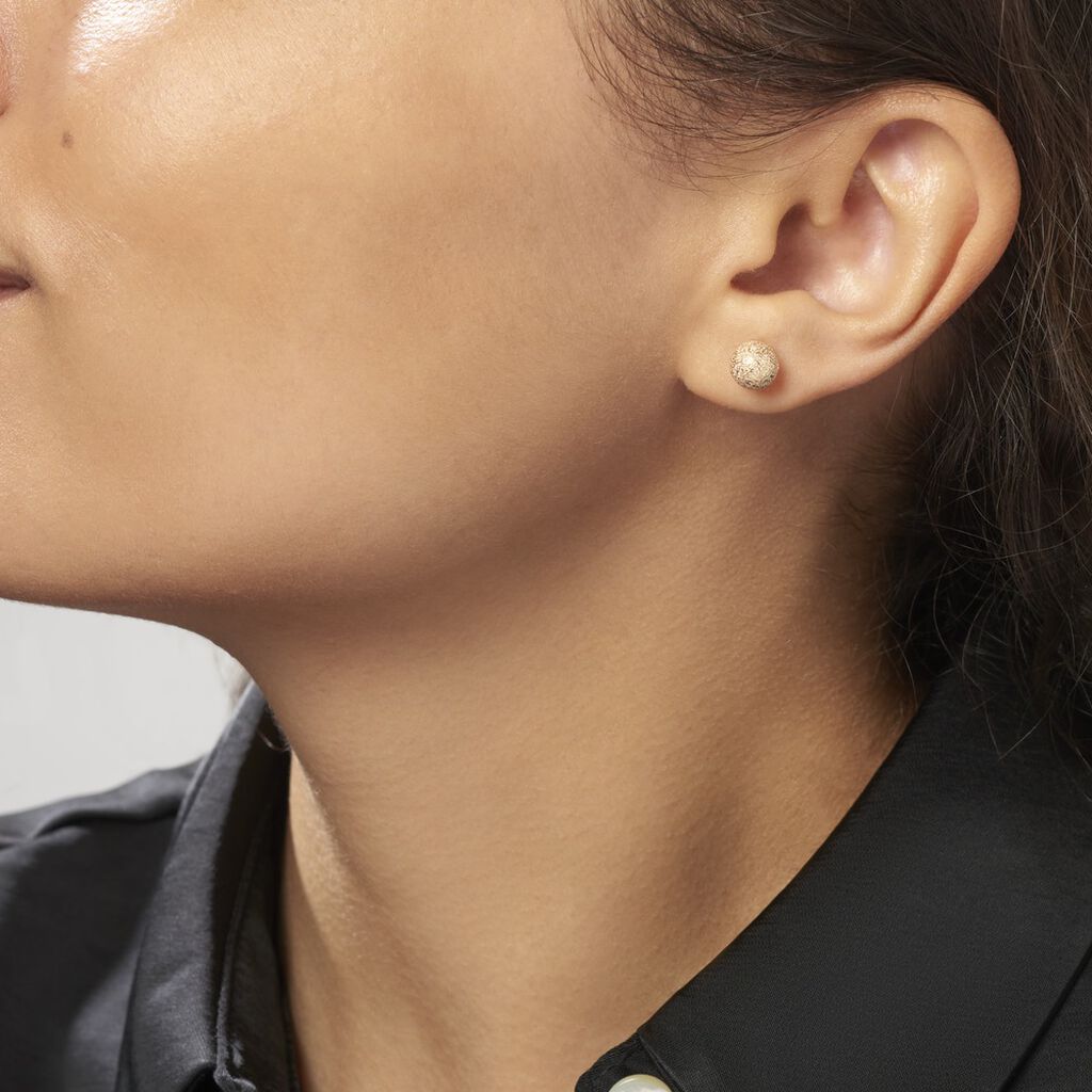 Boucles D'oreilles Puces Fidelia Boule Sablee Or Jaune