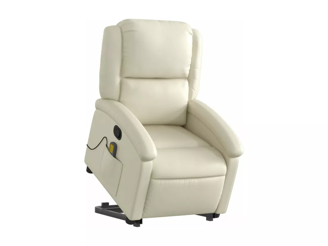 Fauteuil inclinable massant Crème Similicuir