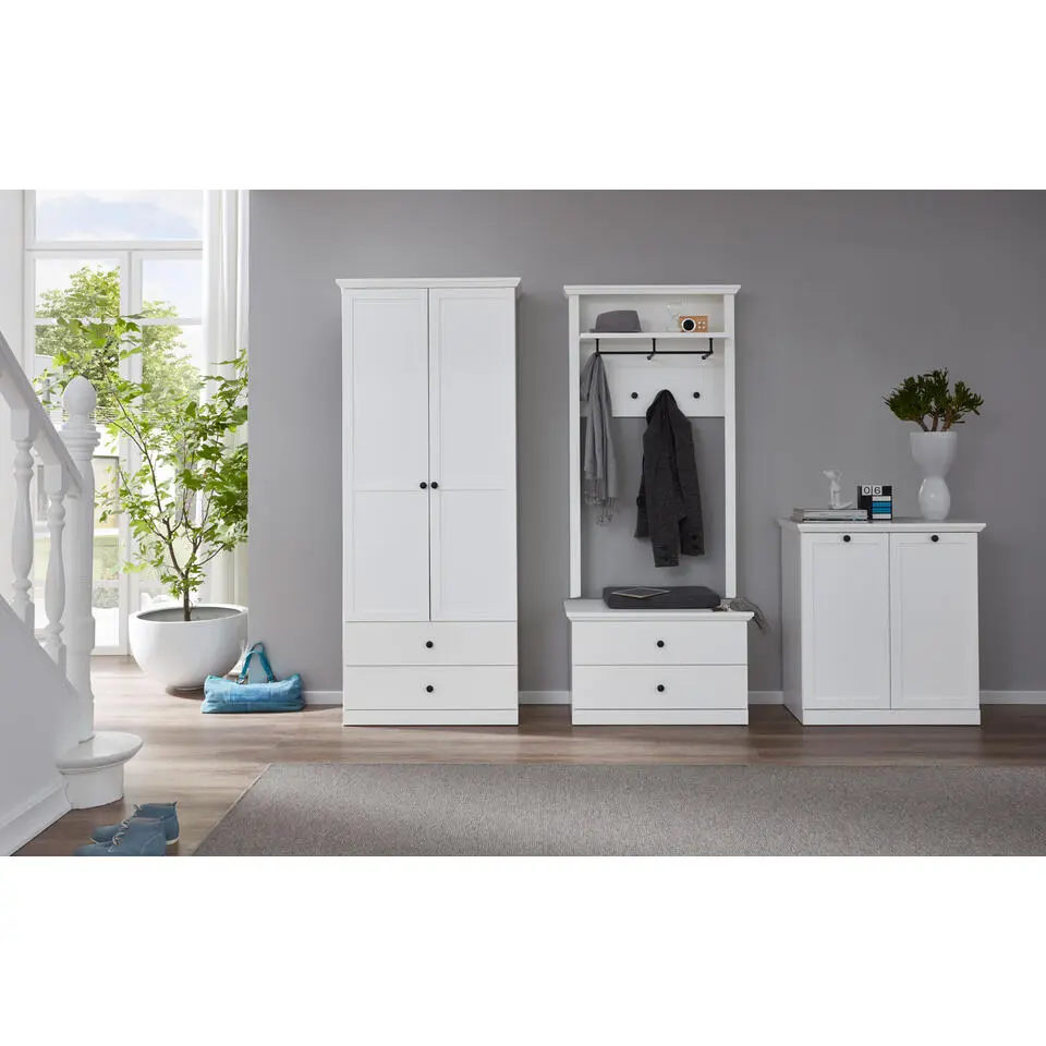 Hioshop BrandsonBaxter kledingkast 2 deuren- 2 laden wit