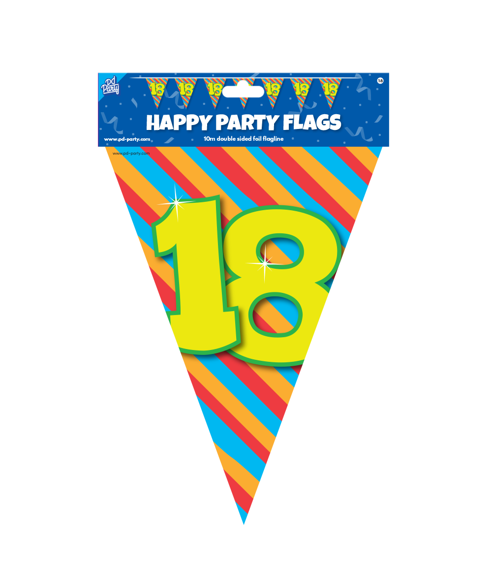 Vlaggenlijn 18 Jaar Gekleurd 10m