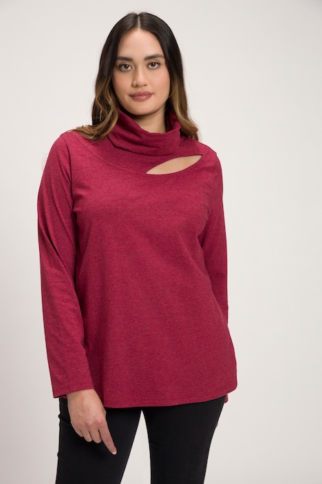 Shirt, Cut-Out, Classic, Stehkragen, Langarm