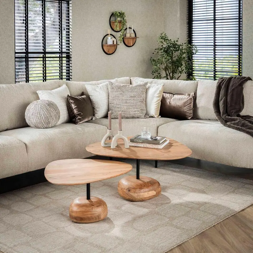 Salontafel - Driehoekig - Set van 2 - Acacia - Naturel