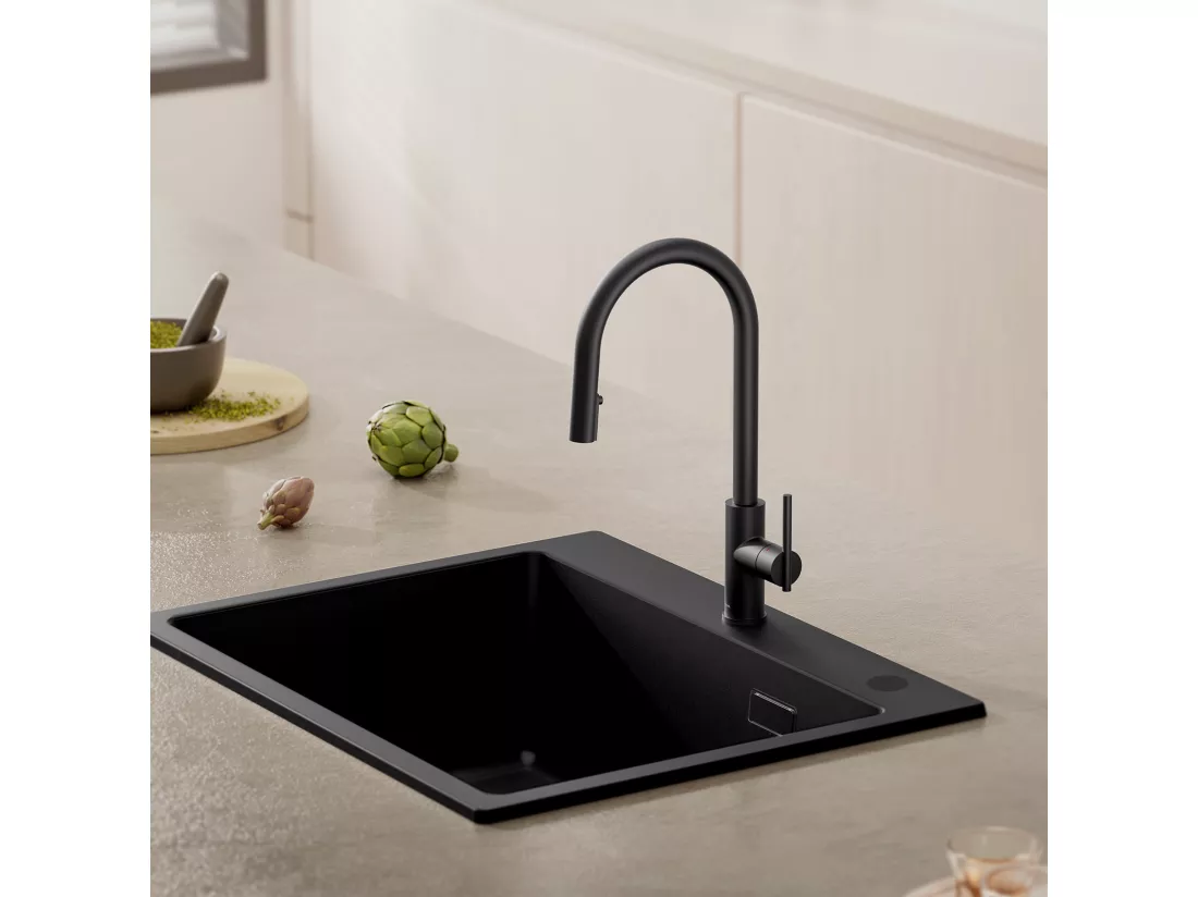 Cecipa max Mitigeur Cuisine Extensible Robinet Cuisine avec Douchette Robinet Extractible à 2 Jets Mitigeur Deux Types De Jets D'eau Noir,EU Modèle