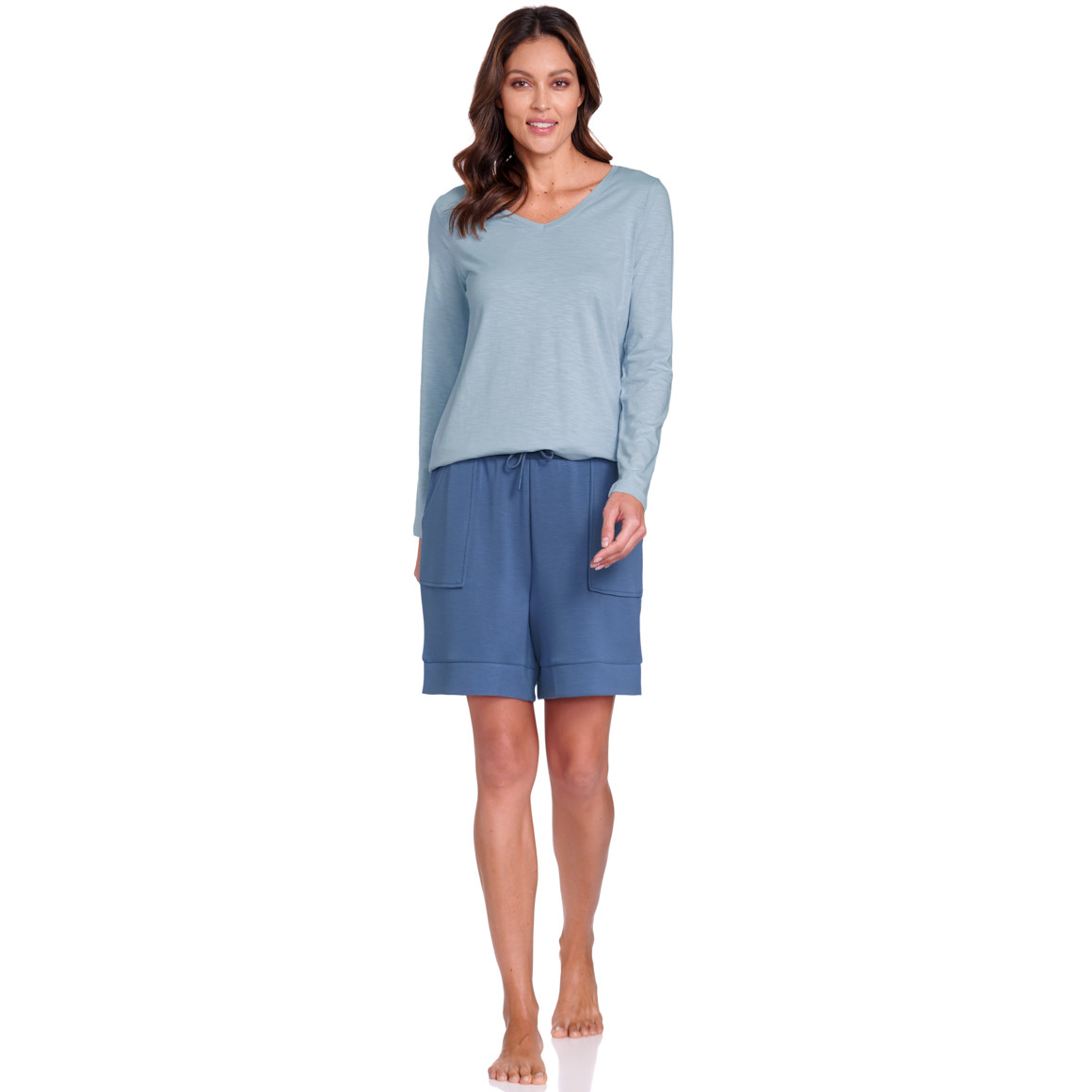 Gina Benotti Damen Langarmshirt aus Flammgarn hellblau