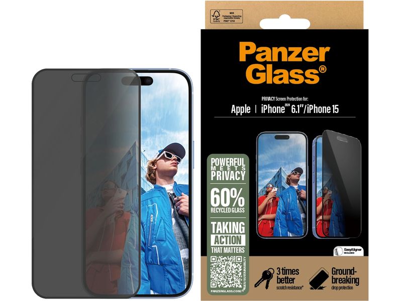 Panzerglass Displayschutz Ultra Wide Fit Privacy iPhone 15/ Privacy-Display-Schutzfolie für das Apple iPhone 15/iPhone 16