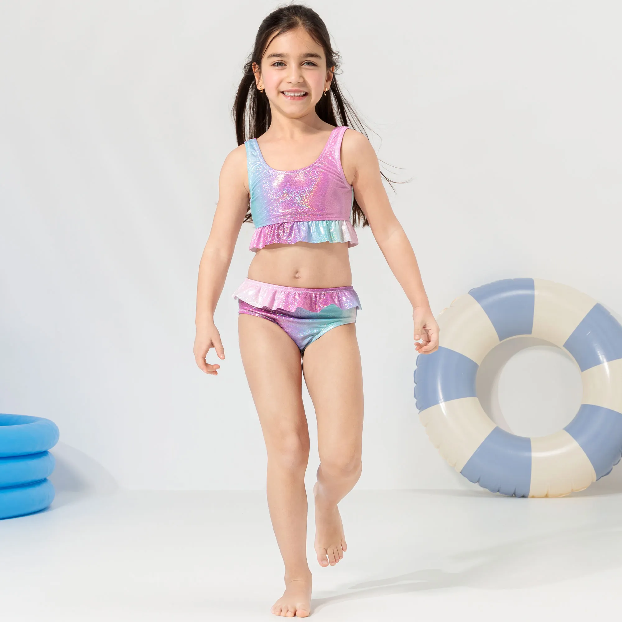 Mädchen-Bikini-Set mit Volant, 2-teilig