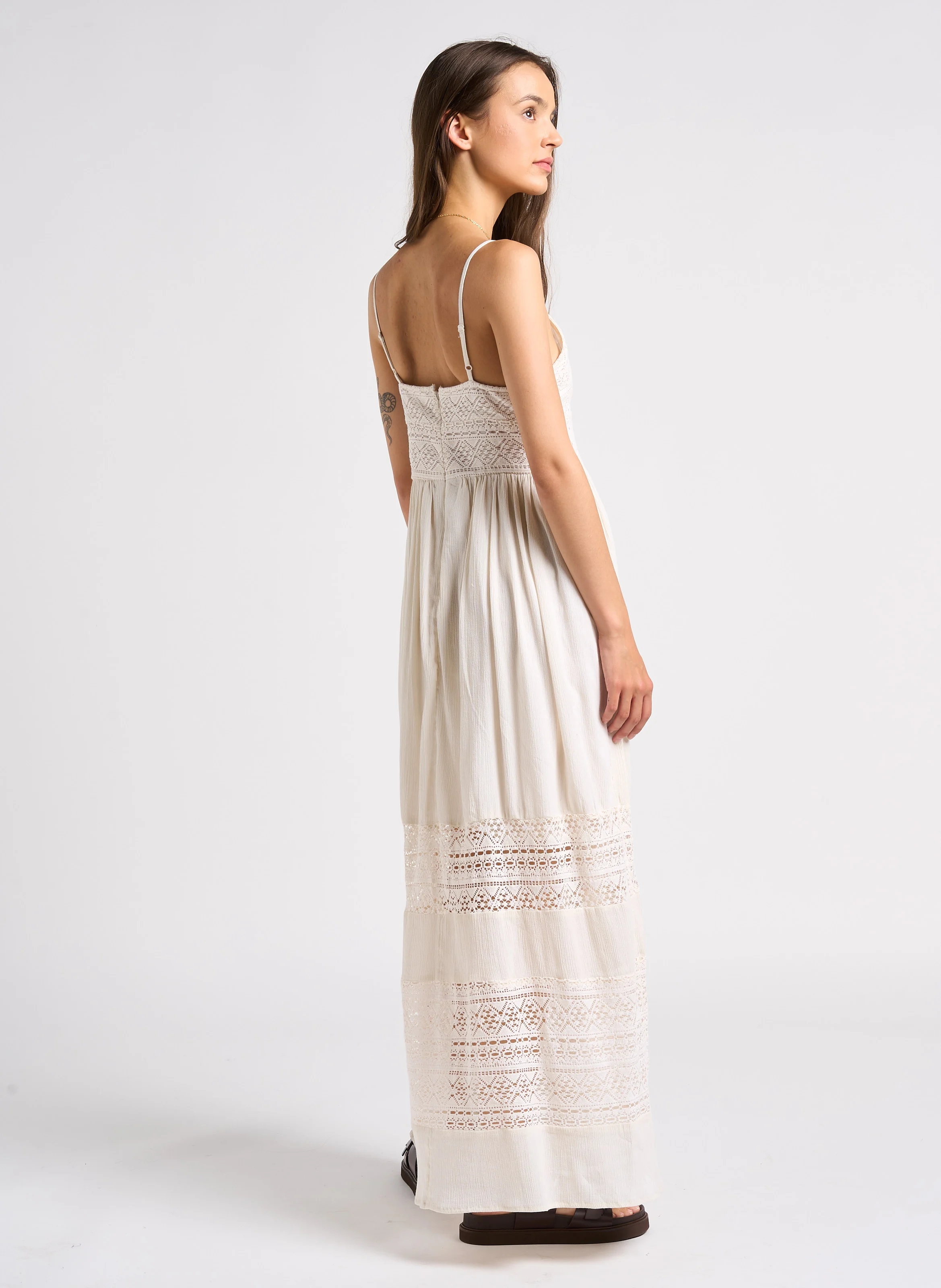 MARILOU - Robe à bretelles brodée en coton| Blanc