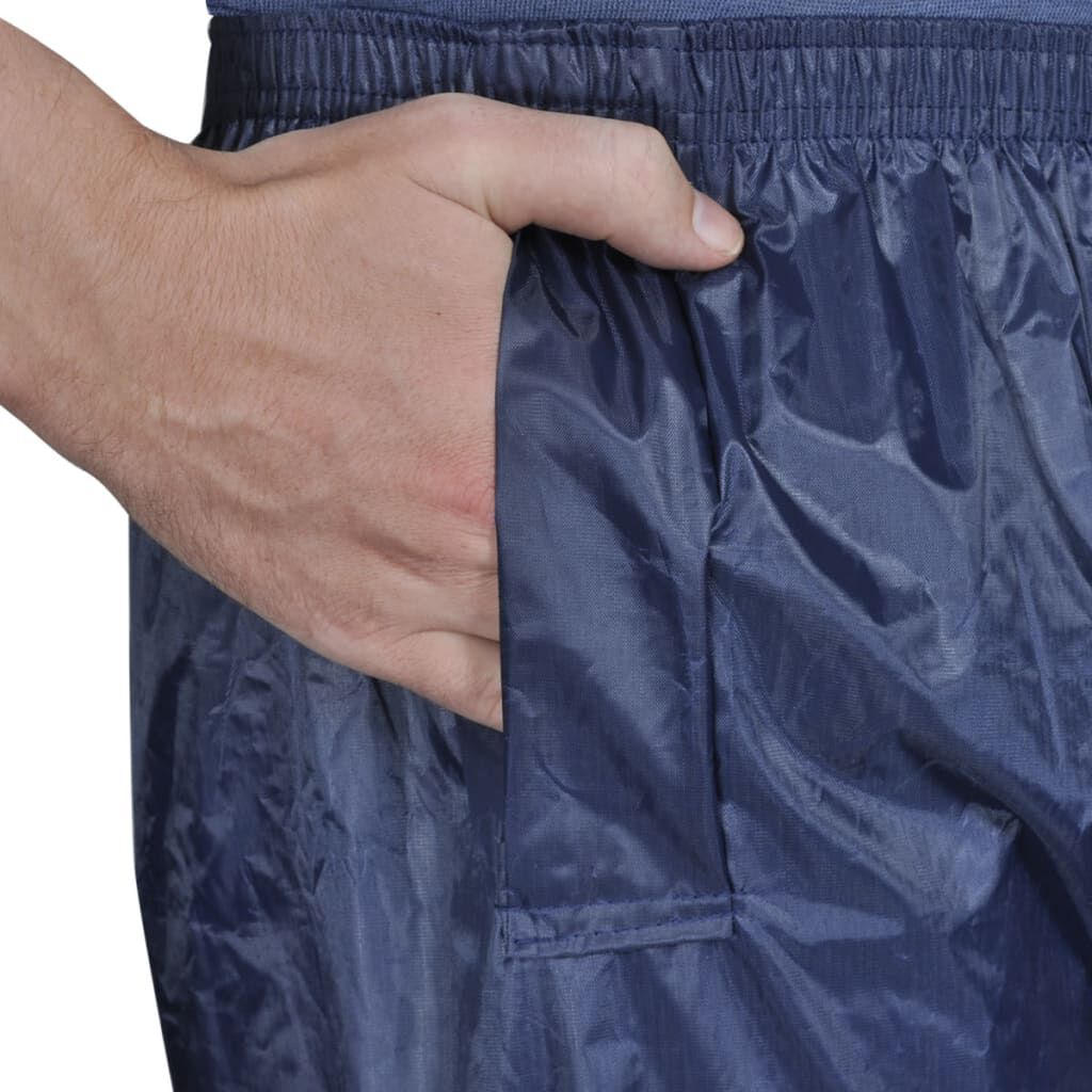 Marineblauwe regenjas met capuchon voor heren, 2-delig, maat M