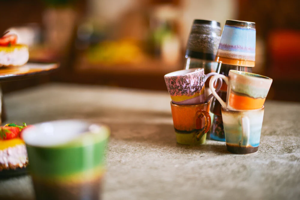 HKliving  Retro keramik espressokopper, 4 stk - Multi