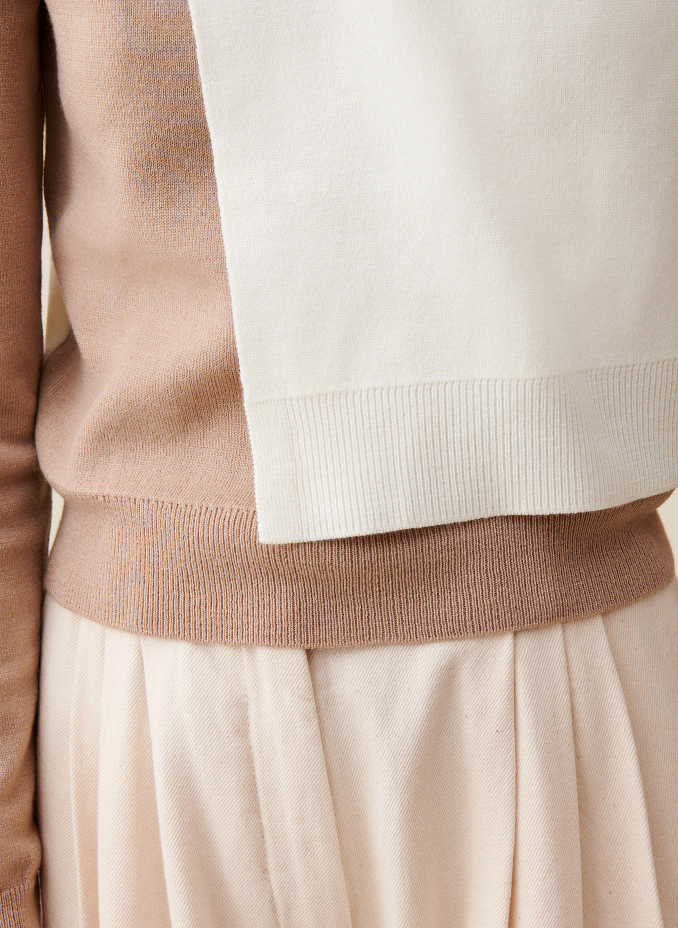 Pull col rond en laine mélangée | Beige