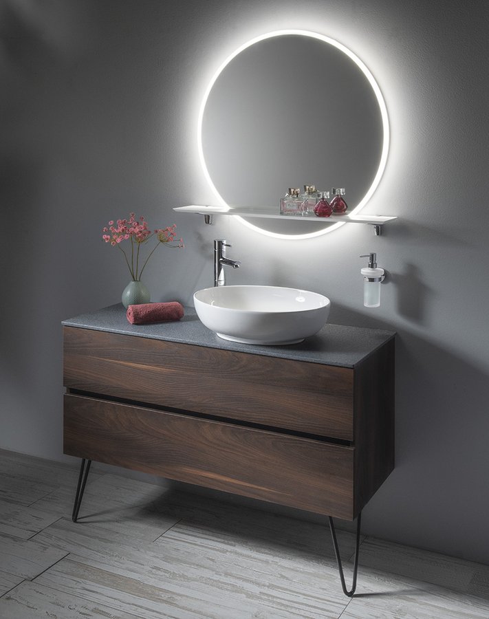 Sapho Viso spiegel rond 70cm met planchet wit mat en verlichting