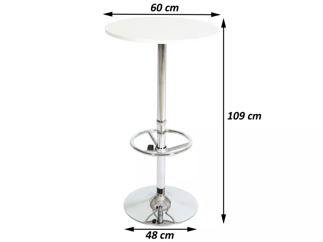Table haute Bilbao repose-pieds, Table de bar / table haute Bari, ronde, avec repose-pied, 109x60x60cm, noir