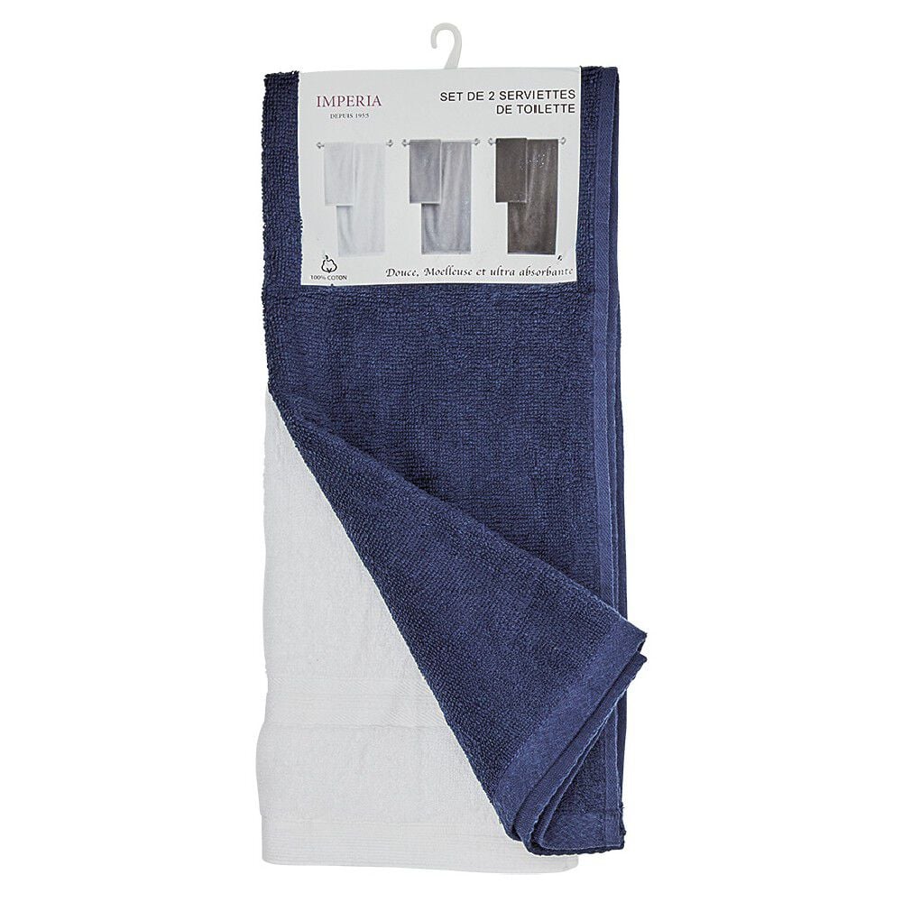 Serviette de toilette coton uni x2