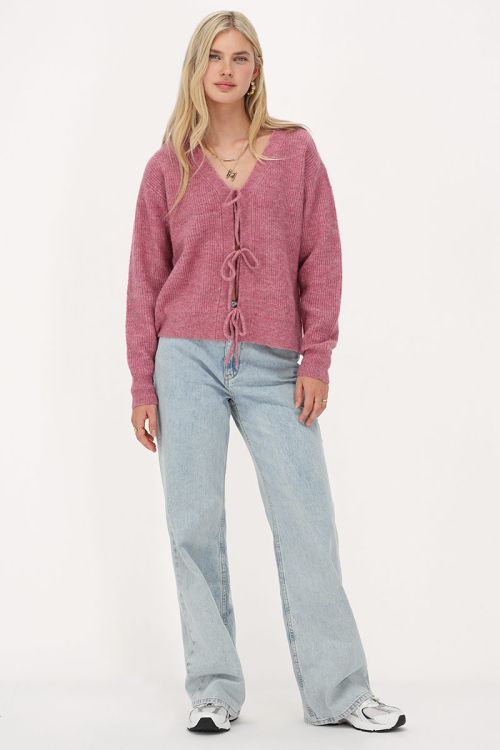 Roze vest met strikjes