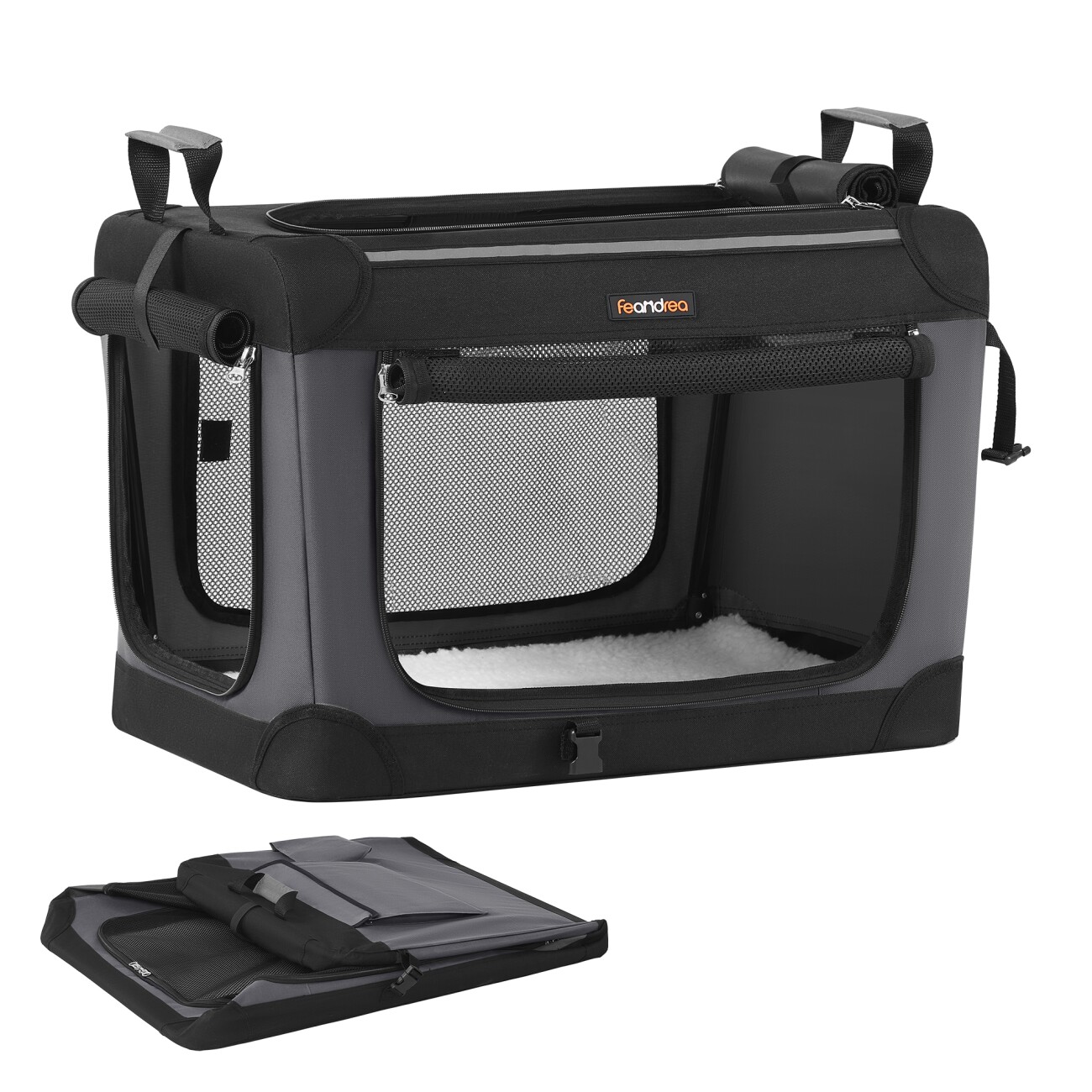 FEANDREA Hundebox faltbar, Hundetasche, Oxford-Gewebe S/M 60 cm, 42 cm, 42 cm