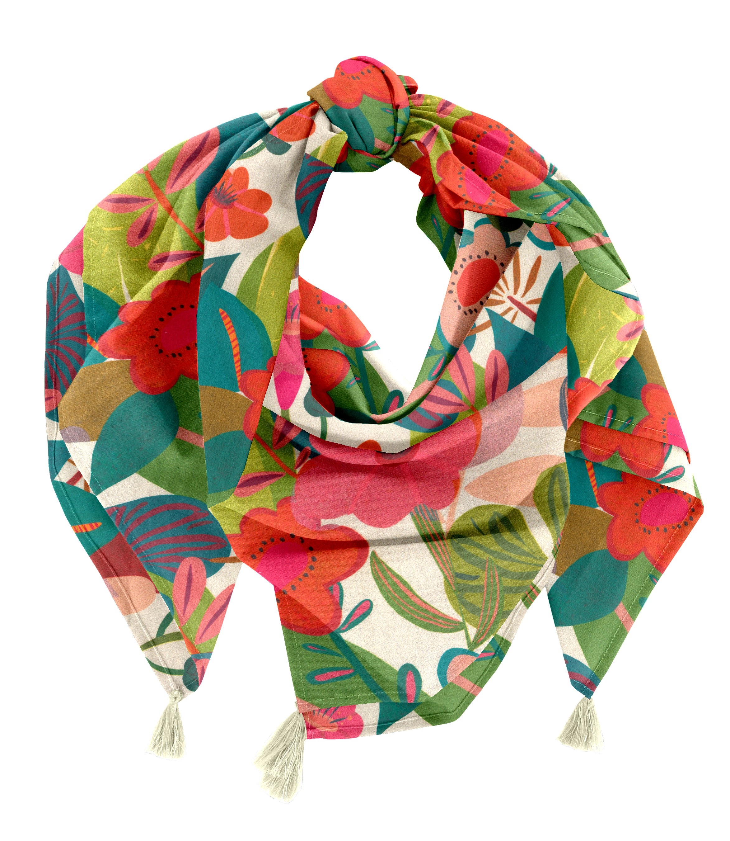 Foulard Pompon Fleurs Des Iles