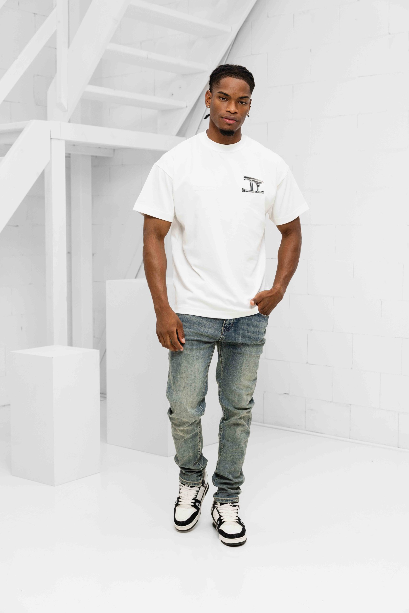 Jorcustom Broken World Loose Fit T-Shirt Heren Wit