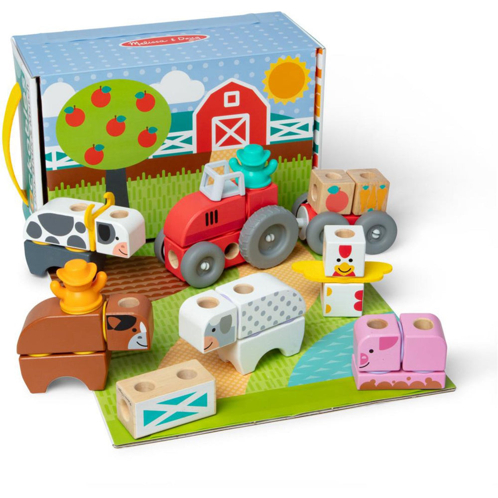 Køb Melissa & Doug Multifarvet Blockables Playset Bondegård 56Pcs