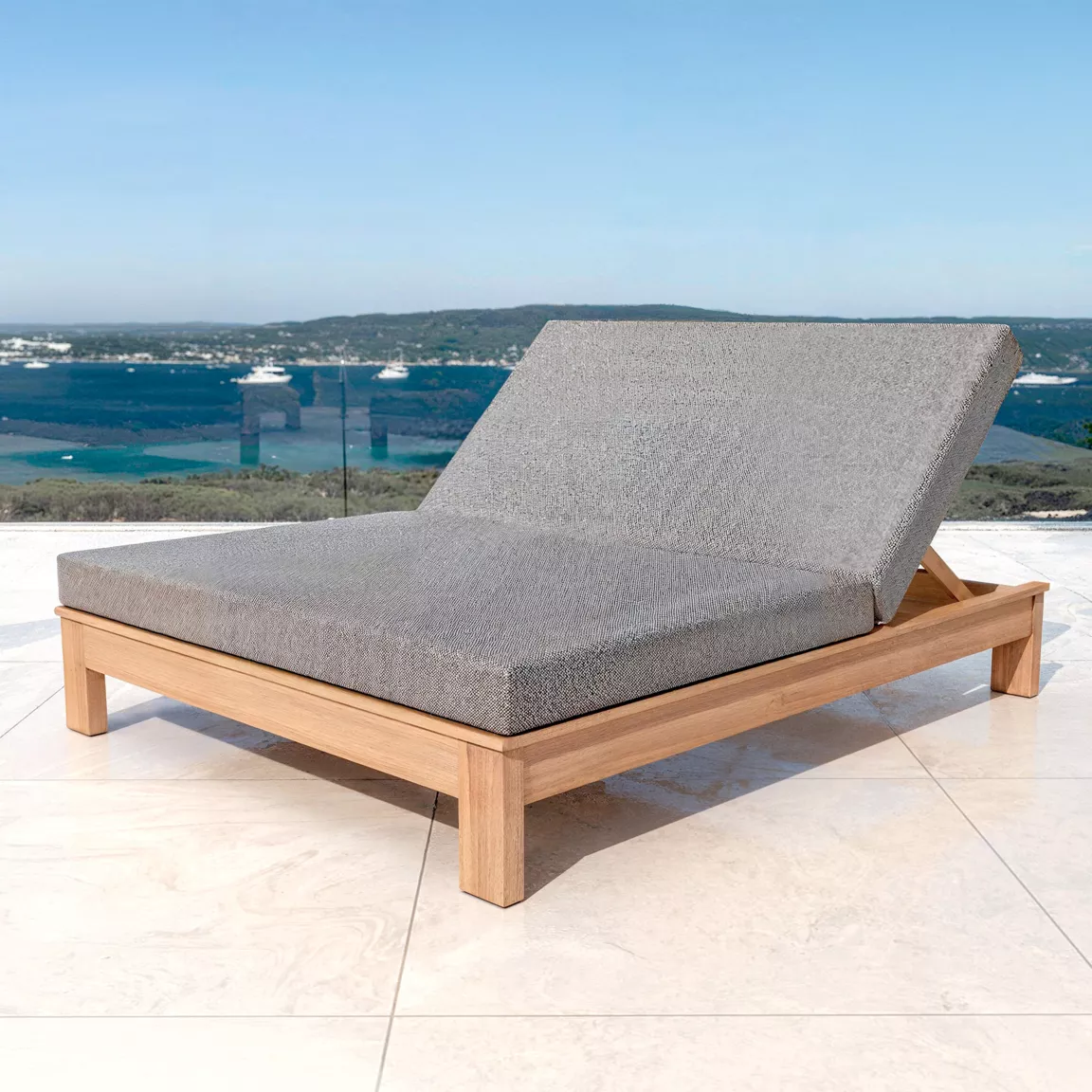 Transat double en bois d'acacia Bornéo Gris anthracite