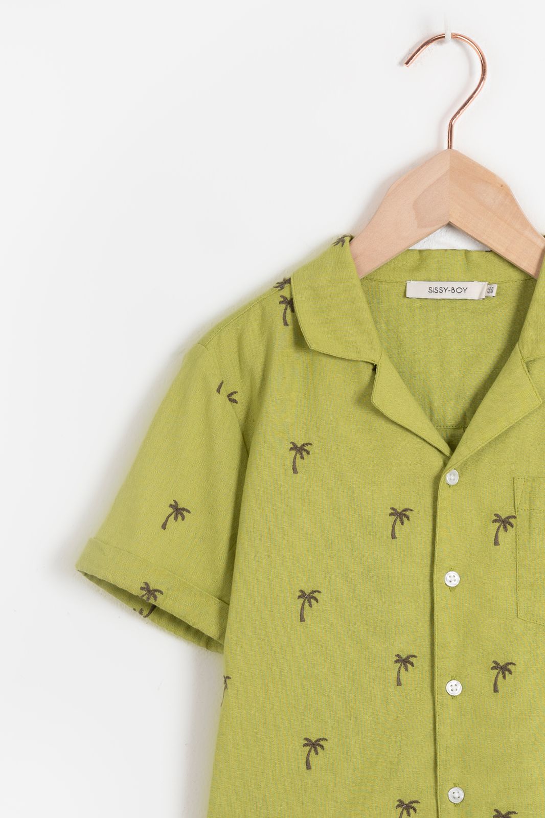 Groen overhemd met palmboom embroidery