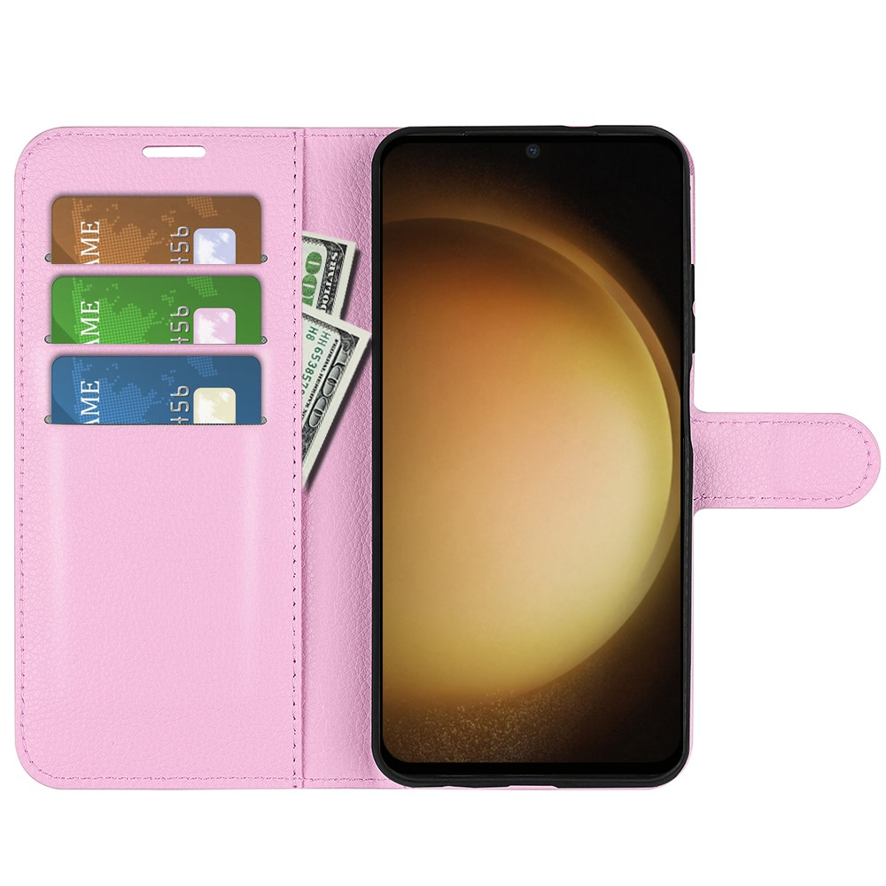 Samsung Galaxy S24  Plus Leder Tasche Flip Cover Litchi Look - Rosa
