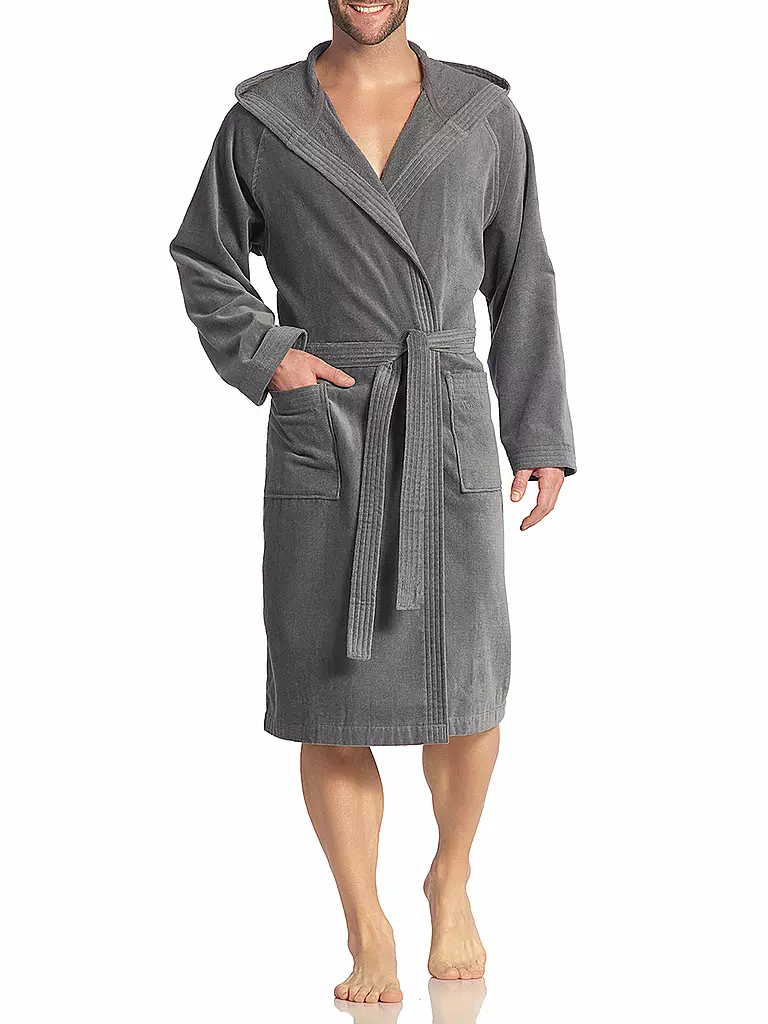 VOSSEN Unisex Bademantel TEXAS Flanell grau
