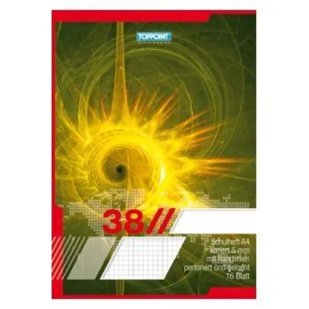 Stylex Schulhefte DIN A4, Lineatur 38, kartiert mit Rand 5 mm, 3 Stück