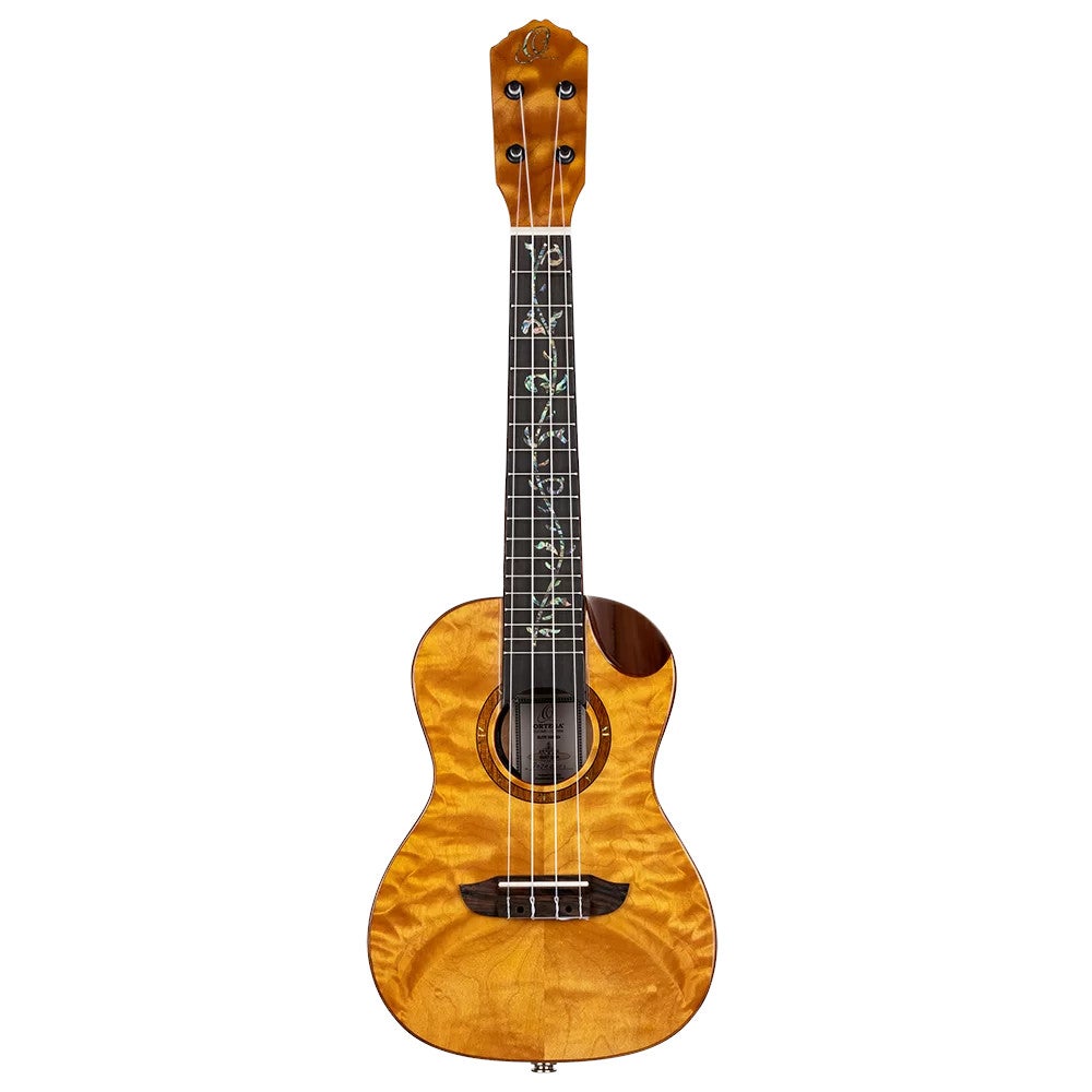 Ortega RUET-QMA Elite Series Concert Size Ukulele Quilted Maple elektrisch-akoestische concert ukelele met gigbag