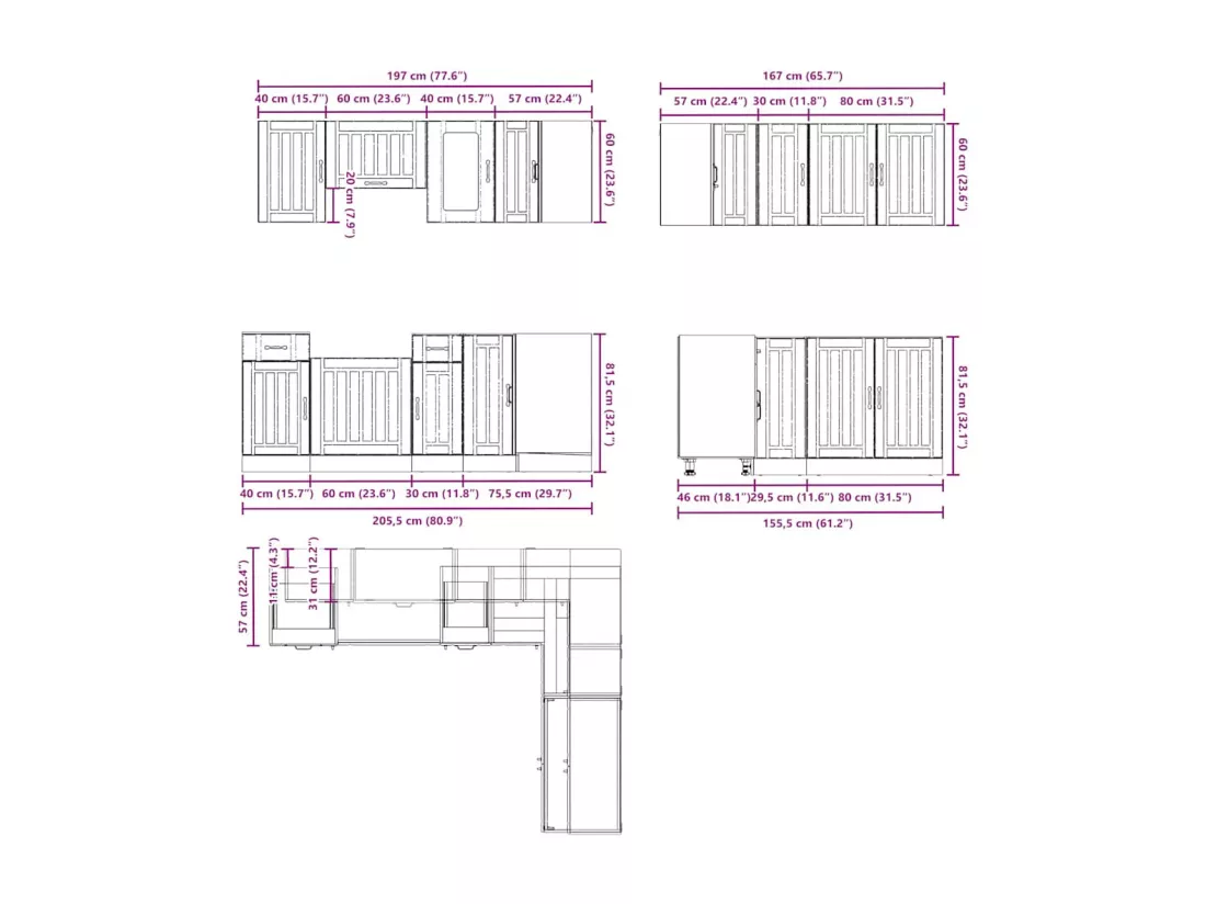 Ensemble d'armoires de cuisine 11 pcs Kalmar bois d'ingénierie