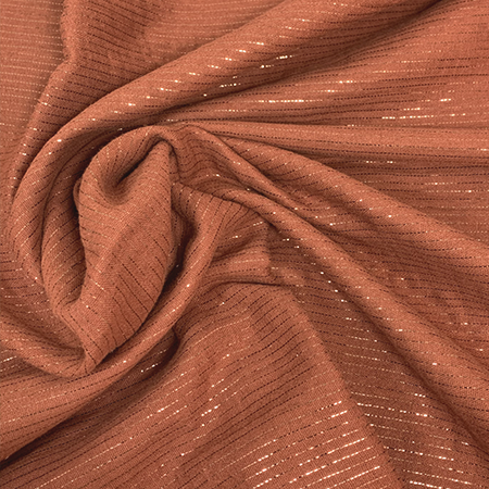 Tissu Coton Au Mètre Gaze Lurex Terracotta