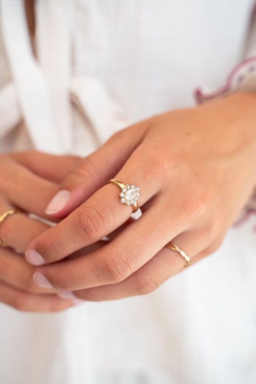Vintage ring met transparante strass