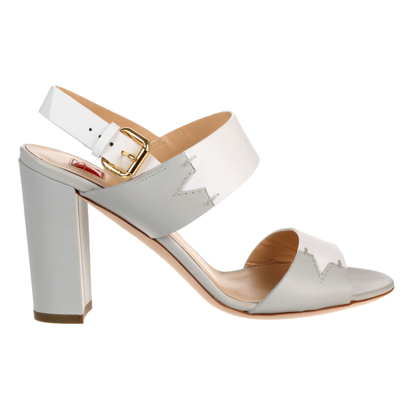 Ballin Sandales en Cuir blanc/gris - Talon 9 cm