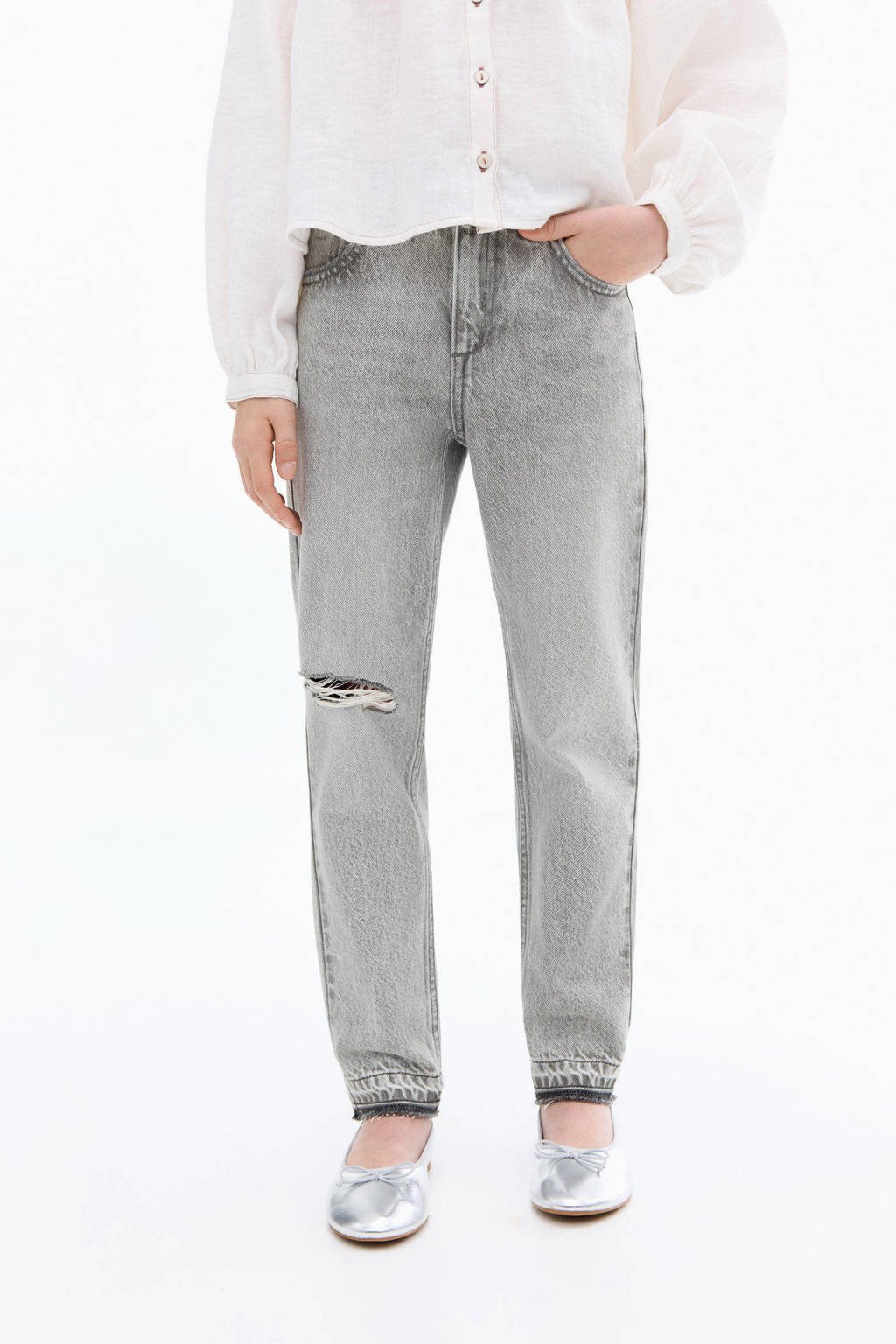 Mango Kids low waist mom jeans grey denim