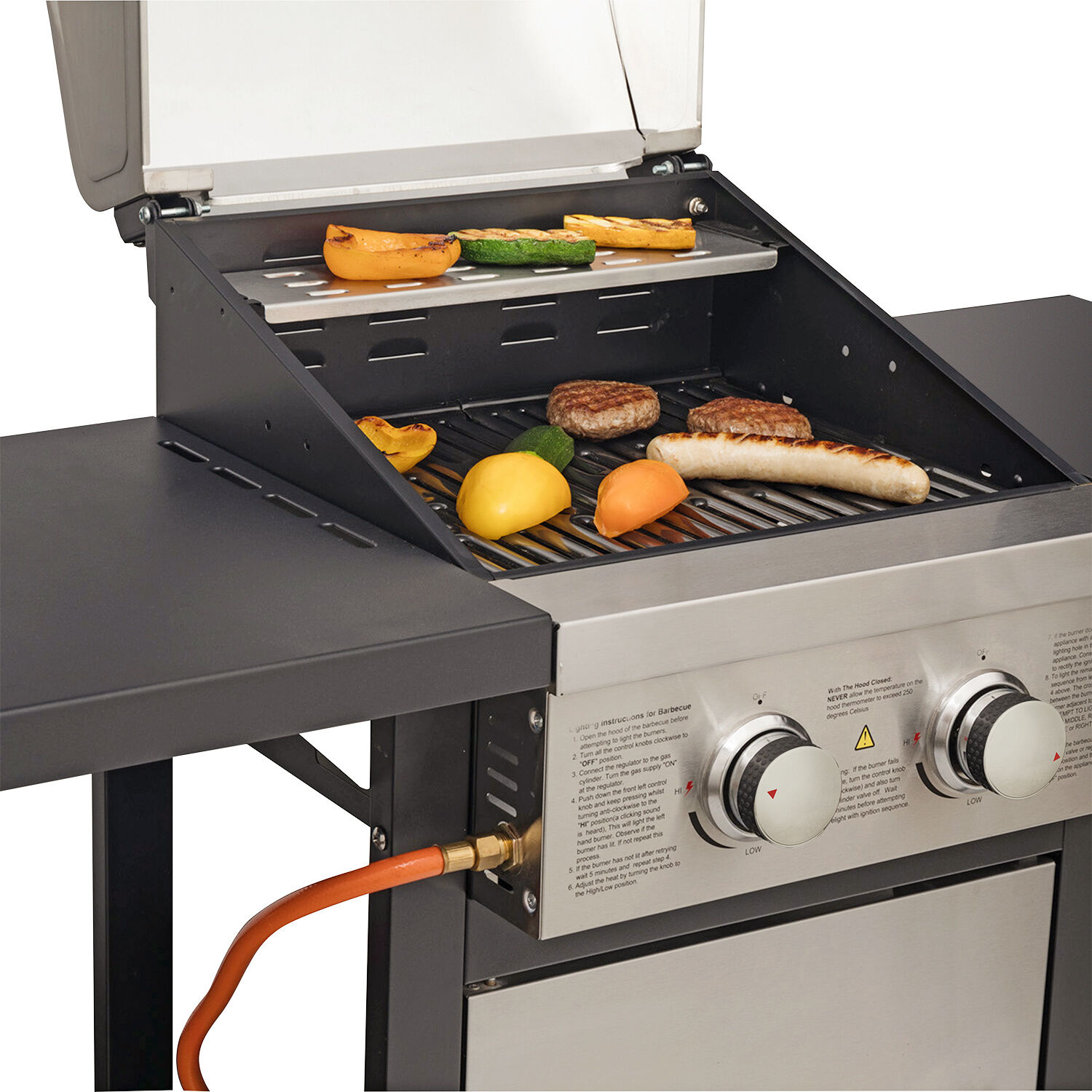 Edelstahl Gasgrill mit 2 Brennern