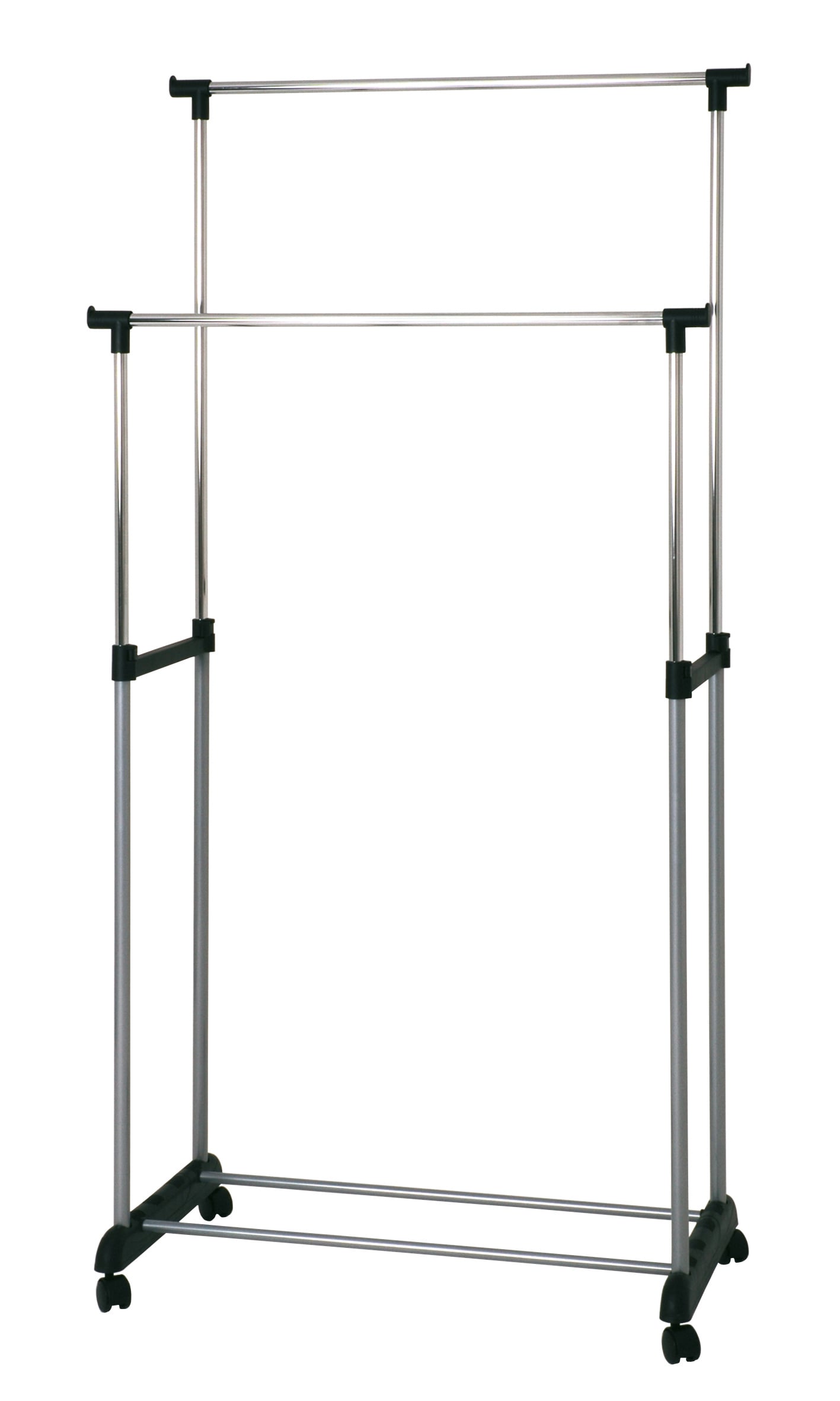 Rollgarderobe Sama Chromfarbig/Schwarz 80 x 96-165 x 42 cm