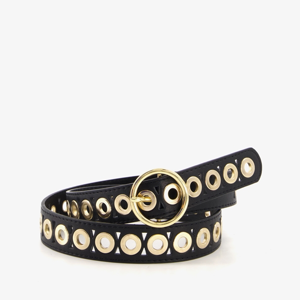 Dames riem zwart met goudkleurige details