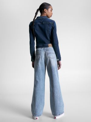 Jaqueta jeans slim fit de lavagem escura