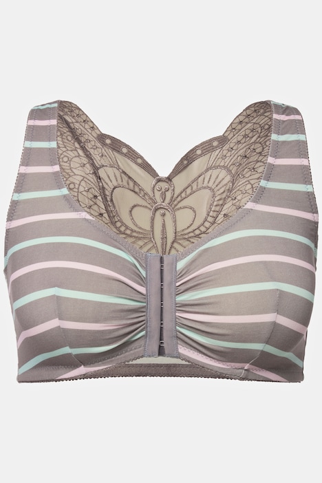 Bustier, Streifen, Vorderverschluss, ohne Bügel, C/D Cup