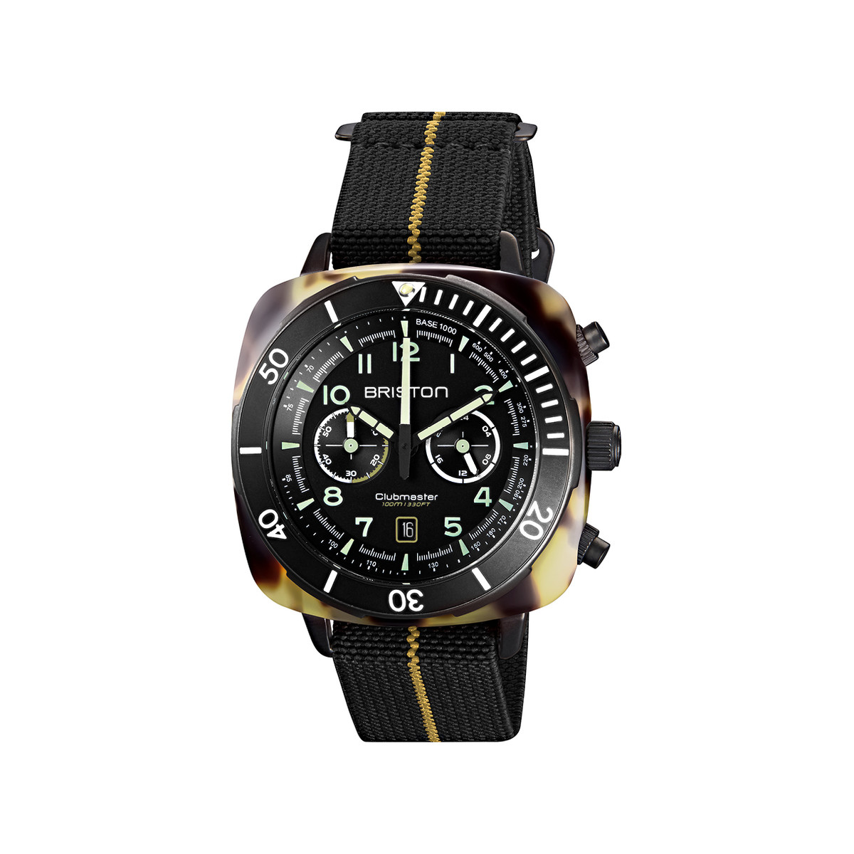 Montre BRISTON clubmaster outdoor homme bracelet tissu vert kaki