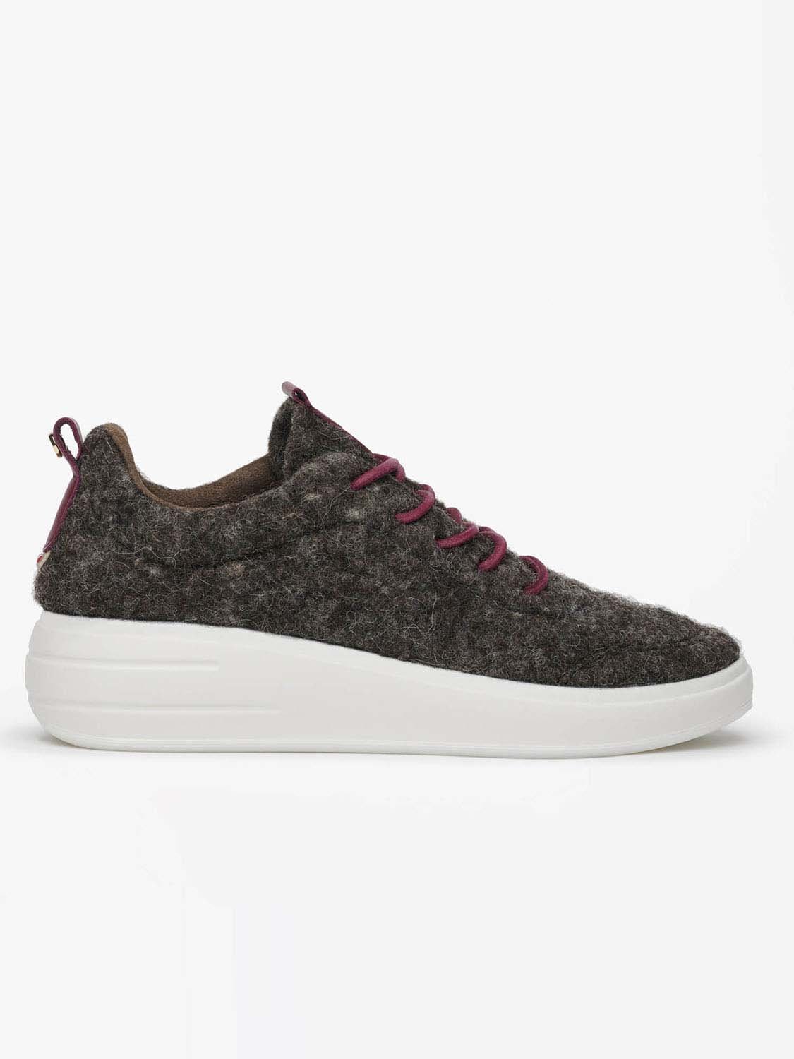 Baskets Femme Fabriquées En France En Laine Gris Foncé