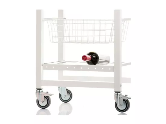 Desserte de cuisine haut, chariot de rangement - couleur Blanc, Inox, Orme - 123*48,5*34 cm - ONDA ALTO