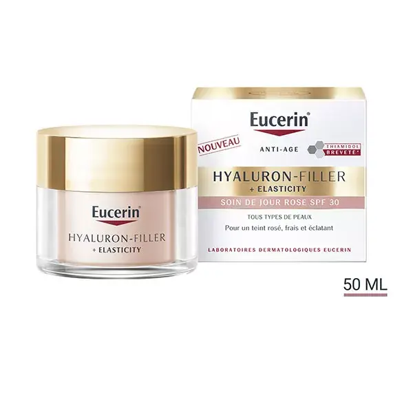 Creme de dia Eucerin Hyaluron-Filler + Elasticity Thiamidol Rosa FPS 30 Antienvelhecimento 50ml